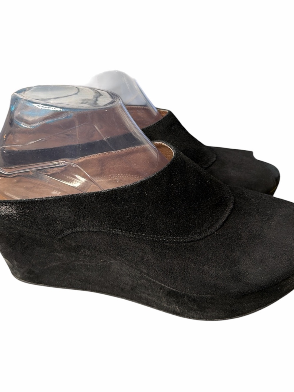 Chocolat Blu Black Suede Wedge Slip-Ons size 9.5